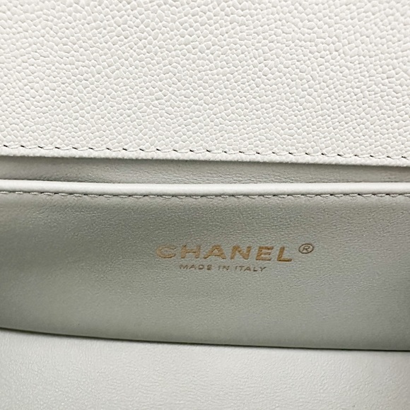 Chanel 23C Small Chevron Boy Gris Caviar Leather Chain Shoulder Bag - Picture 11 of 16